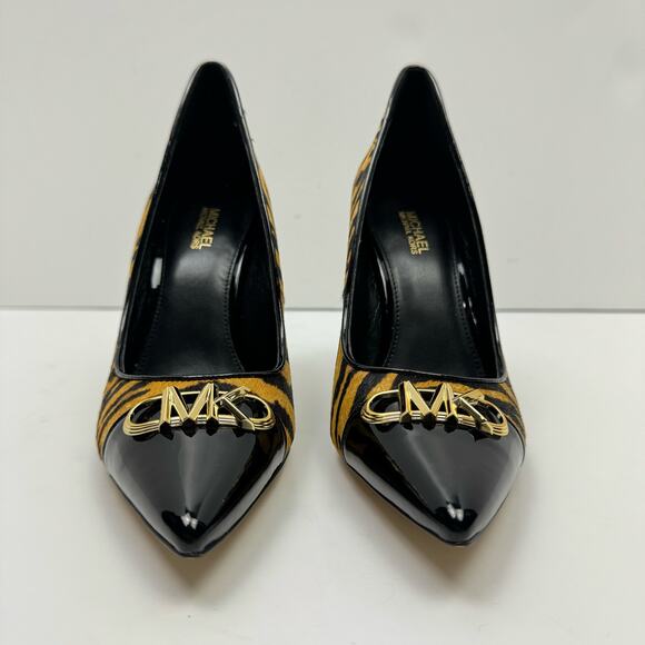 NEW MICHAEL Michael Kors Parker Tiger Print Calf Hair and Leather High Heel Pump - Picture 4 of 12